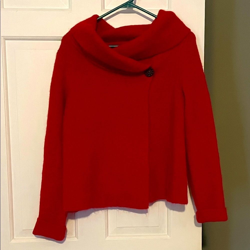 Adrienne Vittadini Vibrant Red Cowl Neck Sweater